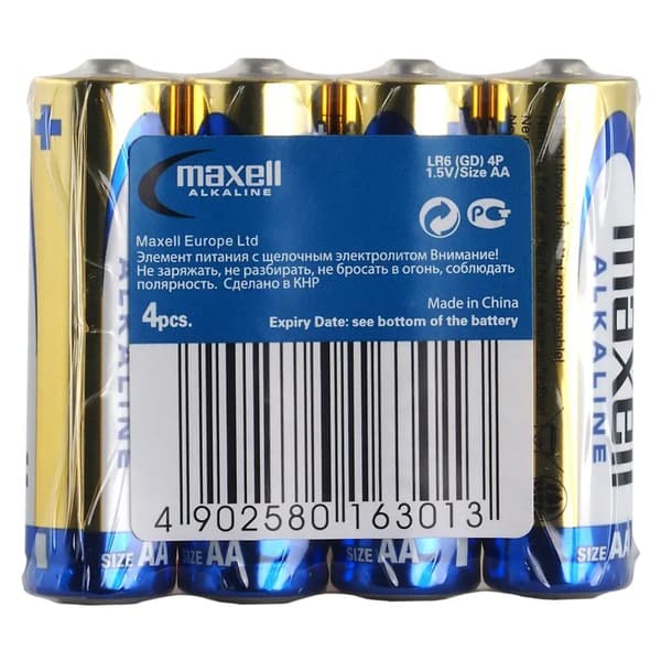 MAXELL BATTERI ALKALINE LR06/AA SHRINK*4 790223.04.CN
