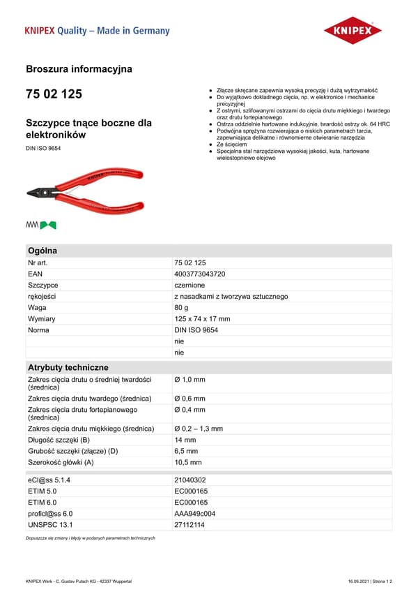 KNIPEX elektroniikan sivuleikkurit