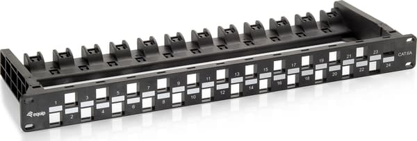 Equip patchpanel 24x Cat6A 19\" UTP 1HE keystone-montering svart