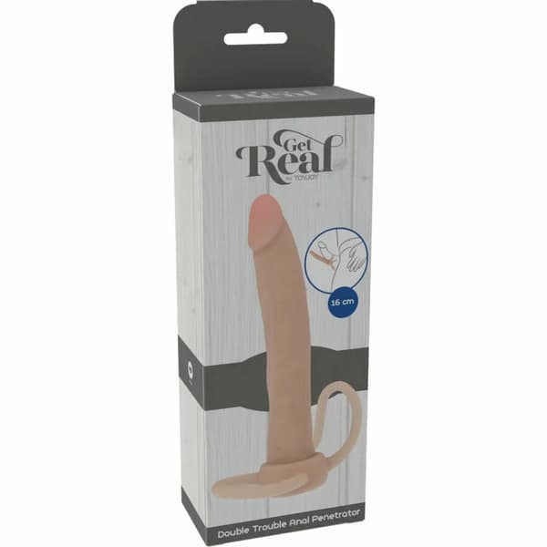ToyJoy Get Real Double Trouble Silikon Dubbelsidig Modell 16cm Beige