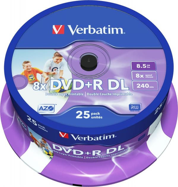 Verbatim DVD+R DL 8.5GB 8x 25kpl (43667)