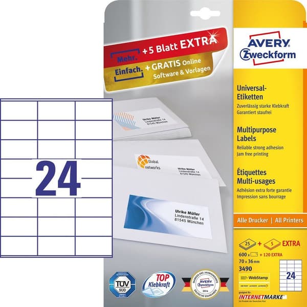 Avery Zweckform yleistarrat 70 x 36 mm (3490)