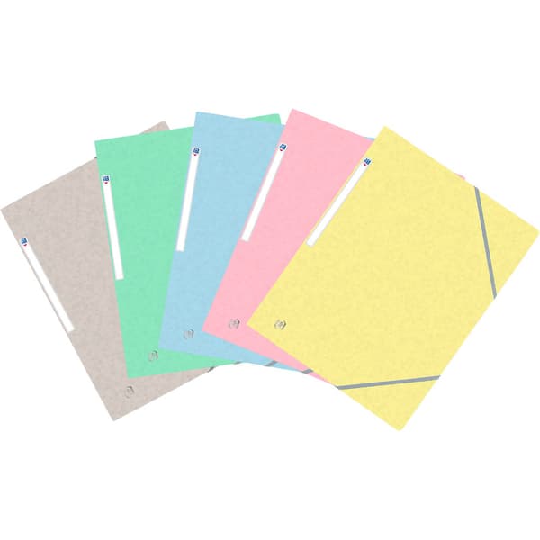 Papmappe med elastik Oxford Top File+ A4/40mm mix af farver