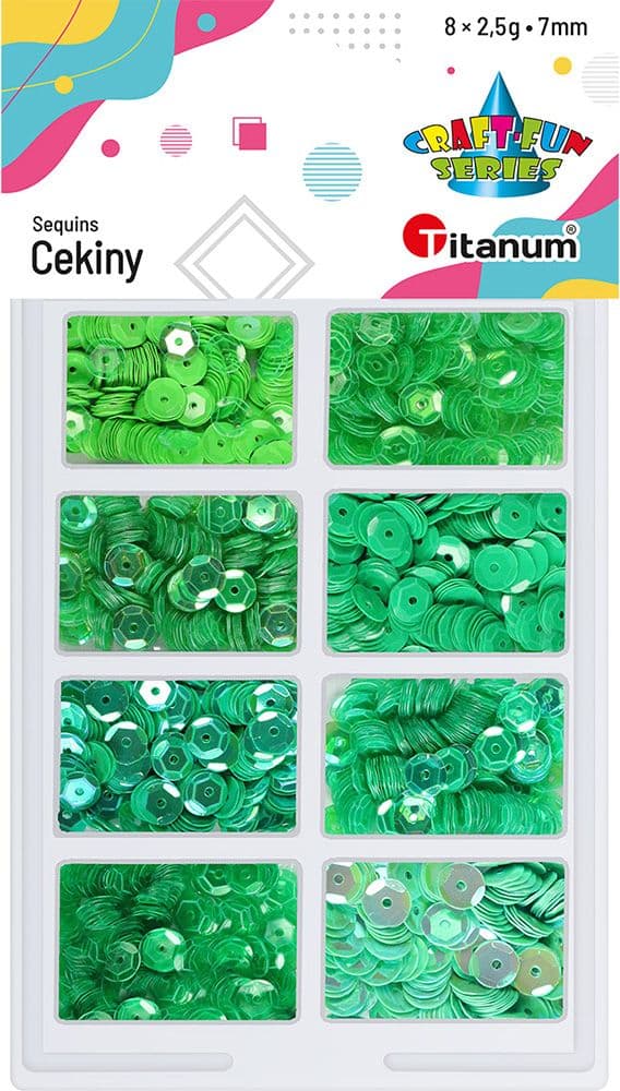 Paljetteja 7mm 8 väriä x 2.5g vihreä