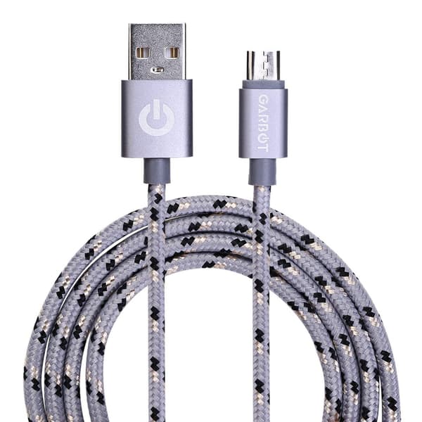 Garbot Grab&Go 1m flettet Micro-USB-kabel sølv