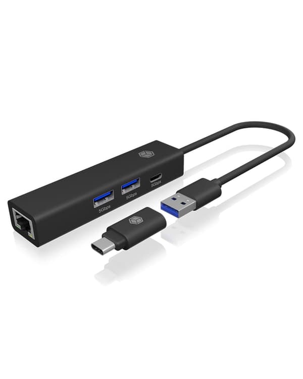 ICY BOX 4-portars hubb - USB 3.2 Gen 1 Typ-A eller Typ-C-port
