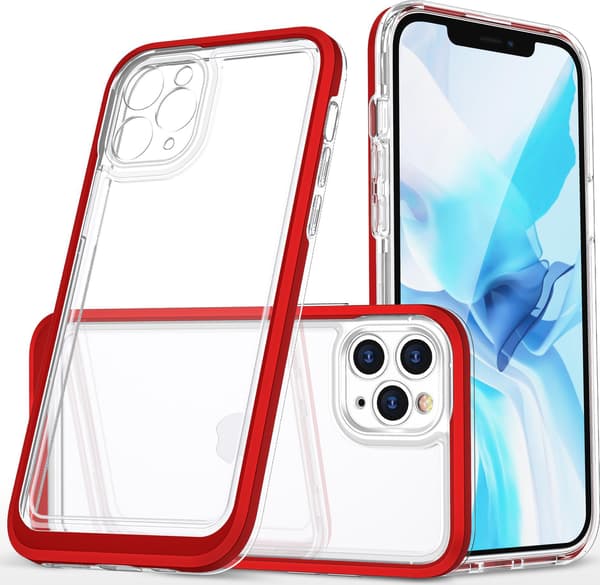 Klare 3-i-1 etui til iPhone 11 Pro Max Ramme Cover Gel Rød