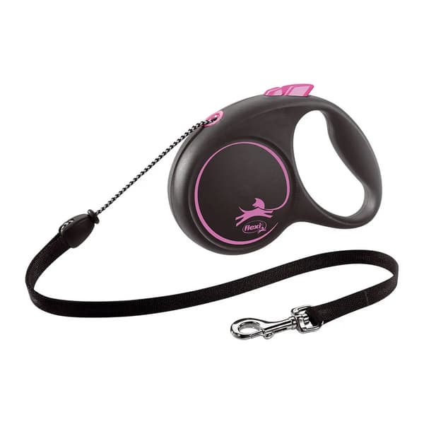 Hundkoppel Flexi BLACK DESIGN 5 m Rosa Storlek S