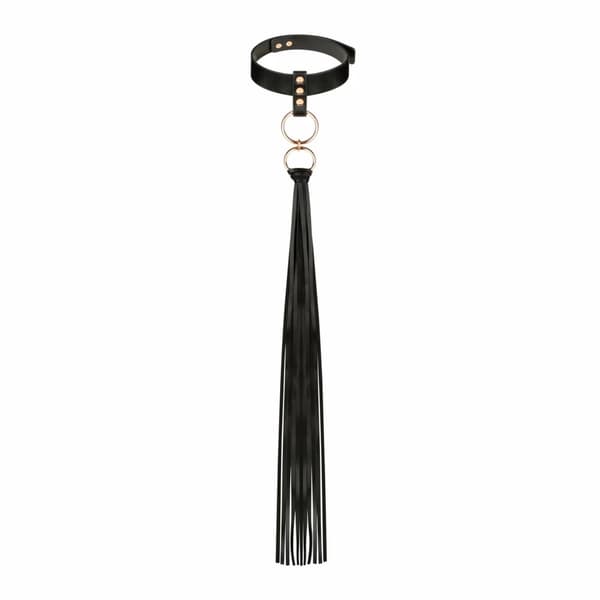 Rosy Gold Halsbånd & Flogger Sæt Sort - Elegant Justerbart Tilbehør