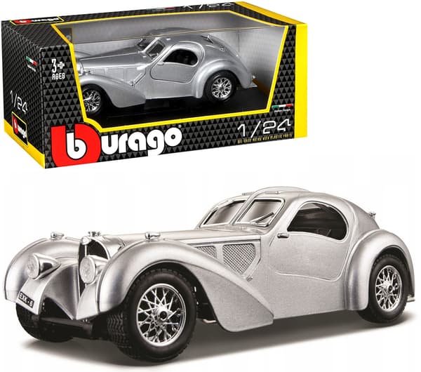 Bugatti Atlantic 1936 1:24 sølv BBURAGO