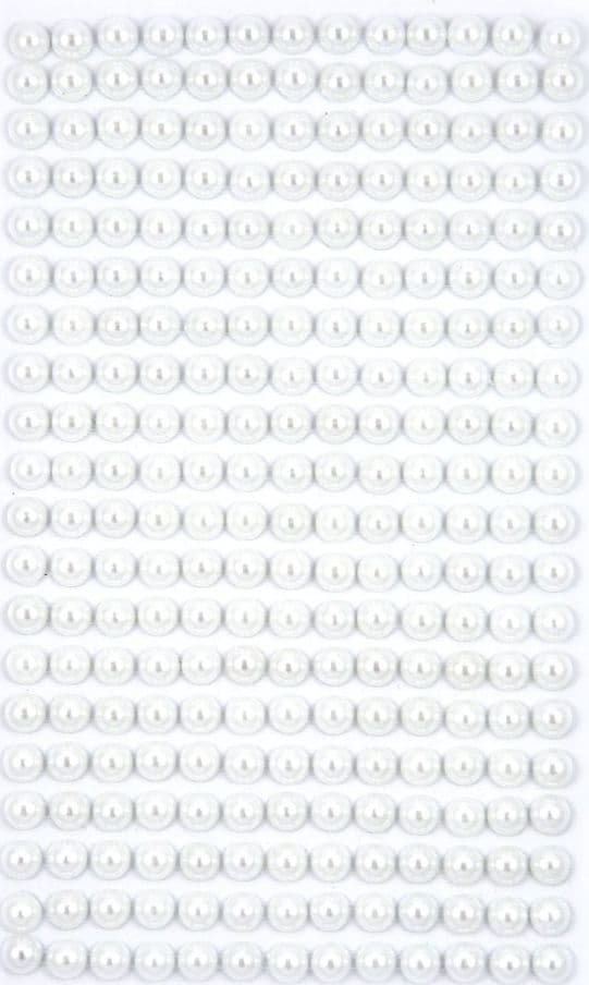 Selvklæbende perler Råhvid 6mm 260stk