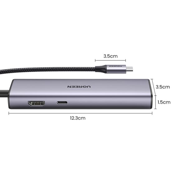 UGREEN, USB-C Hub Adapter til 2x USB 3.0, HDMI, RJ45, SD/TF