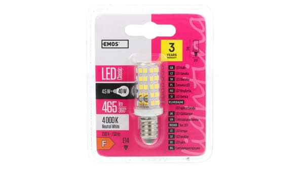 Emos LED pære til emhætte 4.5W E14 465lm 4100K (ZQ9140)