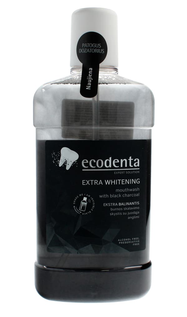 Ecodenta Sort mundskyllevæske med trækul 500ml