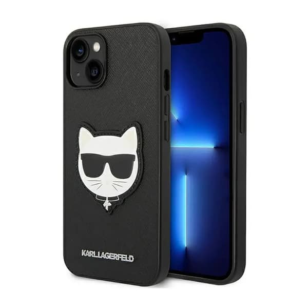 Karl Lagerfeld Saffiano Choupette Head Patch Fodral för iPhone 14 Plus - Svart