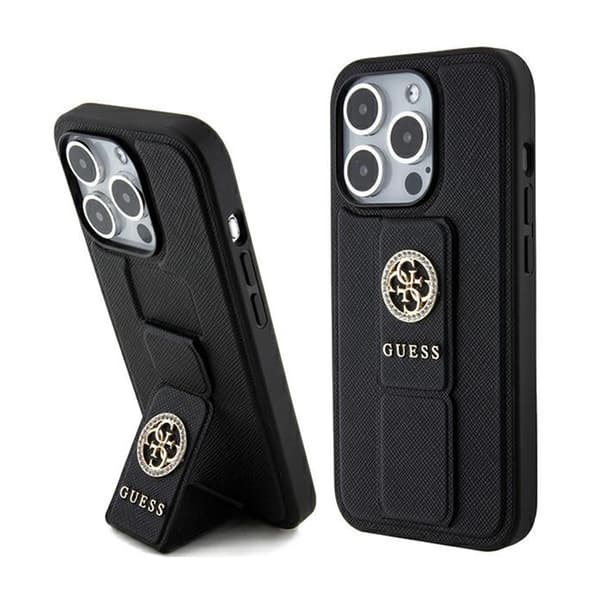 GUESS GUHCP15XPGSSADK IPHONE 15 PRO MAX 6.7 \"SORT/SORT HARDCASE GRIP STAND 4G SAFFIANO STRASS