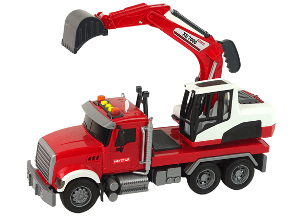 Kaivinkone punaisella kaivinkoneella 15486 Lean Toys