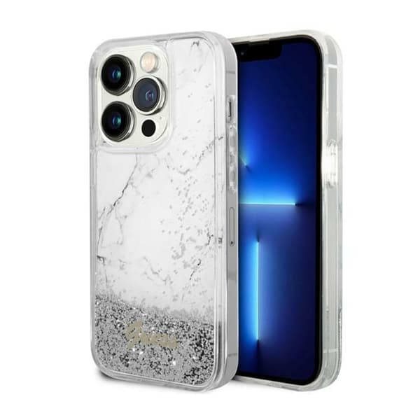 Guess GUHCP14XLCSGSGH iPhone 14 Pro Max 6,7\" vit/vitt Hardcase Liquid Glitter Marble