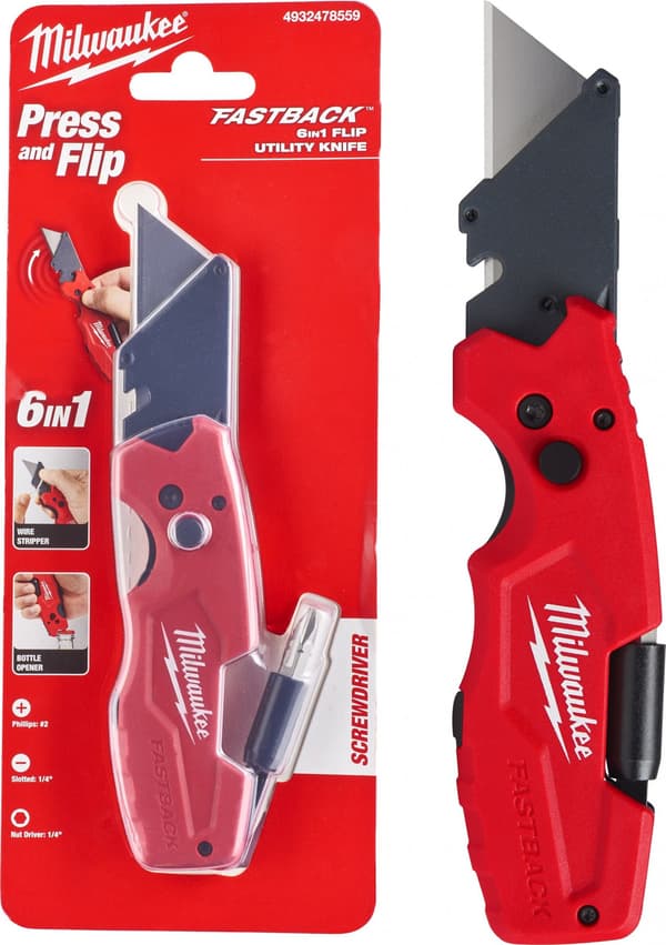 Foldekniv med udskifteligt trapezformet blad 6i1 FASTBACK MILWAUKEE
