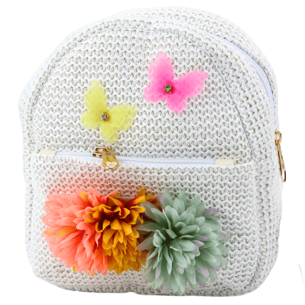 Barnryggsäck broderad med fjärilar och blommor 2.5L 20cm