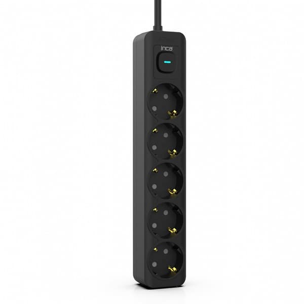 Strømskinne INCA IPW-44SY 5-stik, LED sort nummer 1,5m