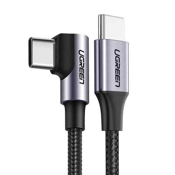 UGREEN US255 USB-C / USB-C vinklet kabel 3m 60W sort