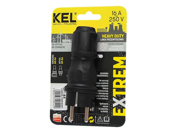 Volteo Lige Stik 2p+z, 16a Extreme Uni Ip54 Sort