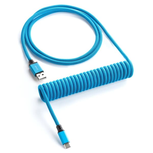 CableMod Classic Coiled USB-C till USB Typ-A tangentbordskabel, Spectrum Blue - 150 cm