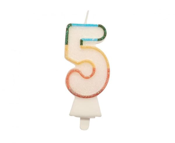 Sateenkaarinumero 5 kynttilä 8,5 cm