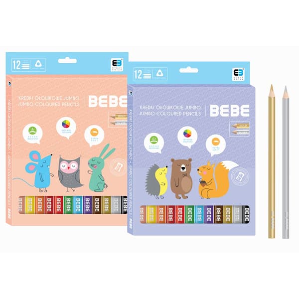 Trekantede blyanter Jumbo 12 farver B&B Pastel