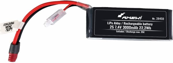 Amewi LiPo-akku 2S 7.4V 3000mAh 25C T-Plug