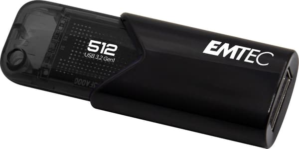 USB-muistitikku 512GB EMTEC B110 Click Easy (musta) USB 3.2 (20MB/s)