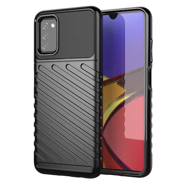 Thunder Case Flexibelt Robust Pansar Mobilskal TPU Skyddsfodral för Samsung Galaxy A03s svart