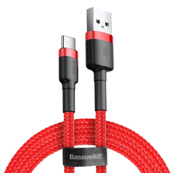 Baseus Type-C Cafule -kaapeli 2A 2m Punainen + Punainen (CATKLF-C09)