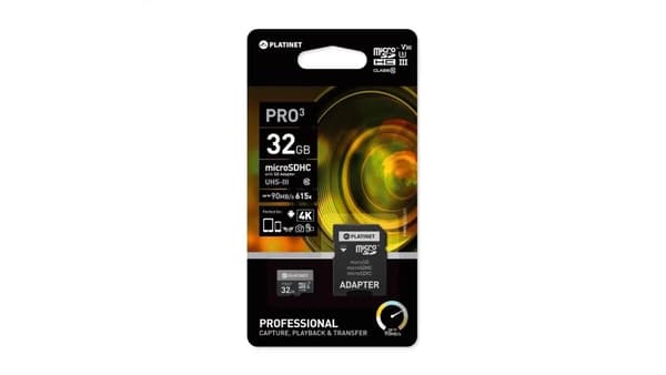 PLATINET MICROSDHC SECURE DIGITAL + SD-ADAPTER 32GB klass10 U3 90MB/s [44003]