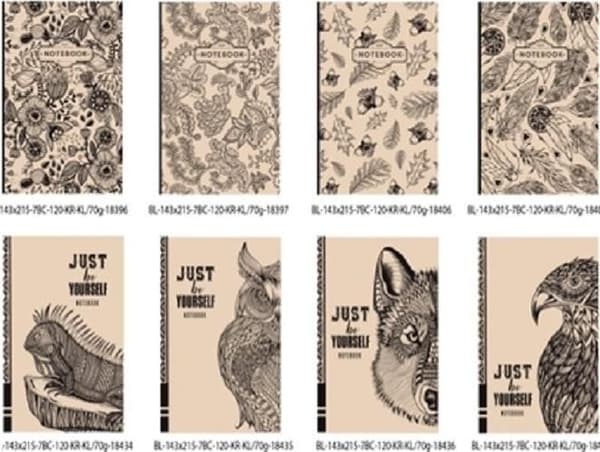 Dekorativ notesbog 143x215/120K gitter FRESH