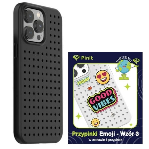 Pinit Dynamic + Emoji Pin -kotelosetti iPhone 14 Pro 6.1\" musta/musta design 3