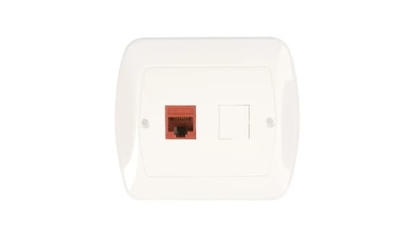 Kontakt-Simon Datoruttag enkel RJ45 kat.5e vit - AF51/11