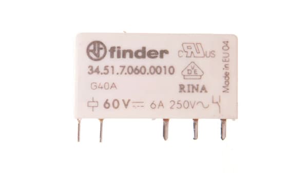 Finder Miniaturrelæ 1P 6A 60V DC (34.51.7.060.0010)