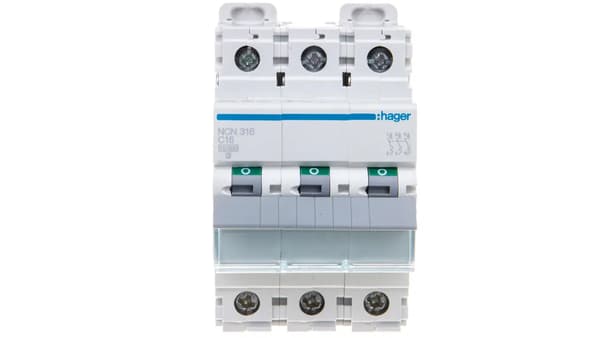 Hager 3P C 16A 10kA AC Strømstik (NCN316)