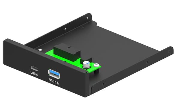 GEMBIRD Frontpanel PC intern 3,5 tums port USB 3.1 Typ-A + Typ-C svart