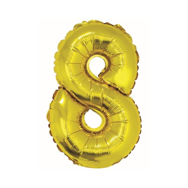 Folieballon \"Tal 8\", guld, 35cm