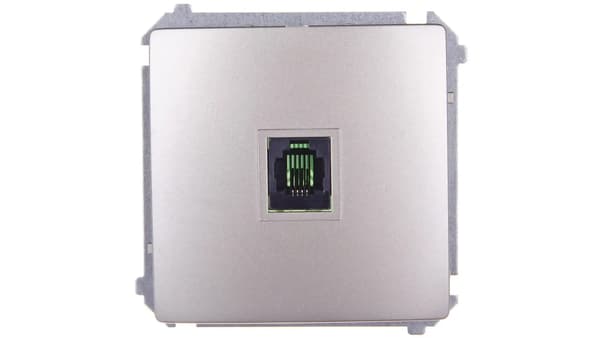 Simon Basic Enkelt telefonjack RJ11 satinmetalliserad BMTU.01/29
