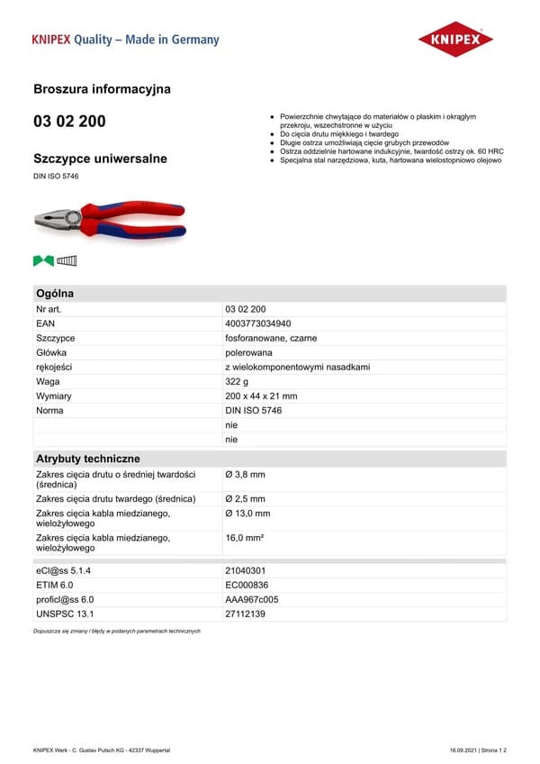 Yleispihdit Knipex 0302200