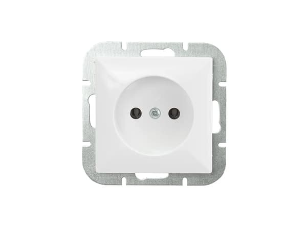 Opaluttag utan jordning med opal/pärlkontakter, vit