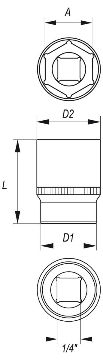 HATTU 5,5MM 1/4\" 6-KLT CV LYHYT