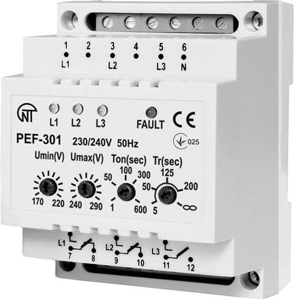 Automatisk faseomskifter 16A 400V AC PEF-301