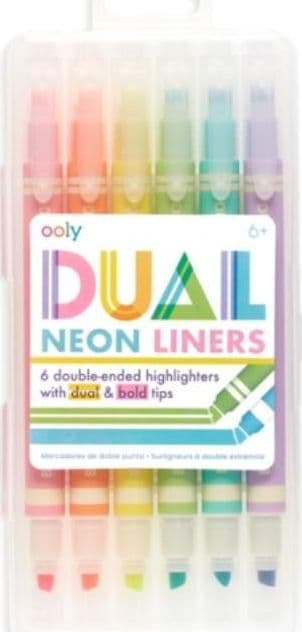 Dual Liner 6 färger neonfiltpennor