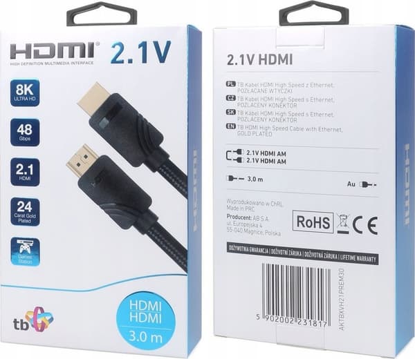 HDMI v 2.1 premiumkabel 3 m 8K Sort Lavet til gamere
