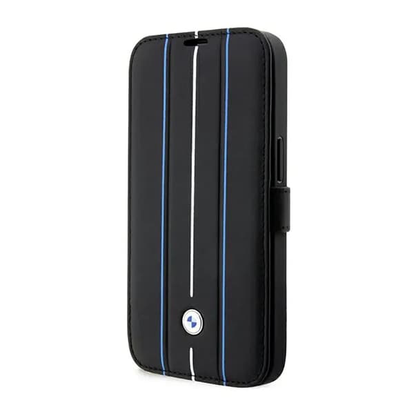 Taske BMW BMBKP14L22RVSK iPhone 14 Pro 6.1\" sort/sort bogtaske læder stempel blå linjer